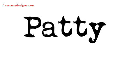Patty Vintage Writer Name Tattoo Designs