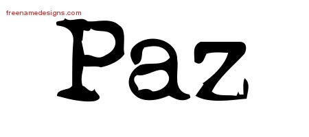 Paz Vintage Writer Name Tattoo Designs