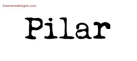 Pilar Vintage Writer Name Tattoo Designs