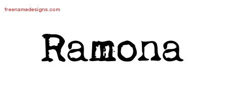 Ramona Vintage Writer Name Tattoo Designs