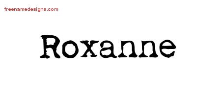 Roxanne Vintage Writer Name Tattoo Designs