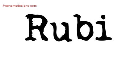 Rubi Vintage Writer Name Tattoo Designs