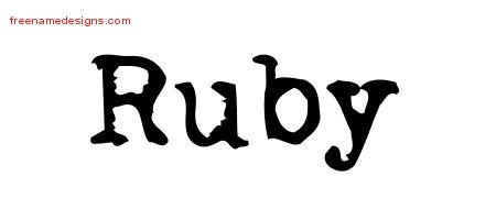 Ruby Vintage Writer Name Tattoo Designs