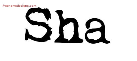 Sha Vintage Writer Name Tattoo Designs
