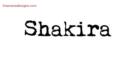 Shakira Vintage Writer Name Tattoo Designs