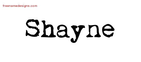 Shayne Vintage Writer Name Tattoo Designs