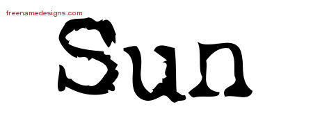 Sun Vintage Writer Name Tattoo Designs