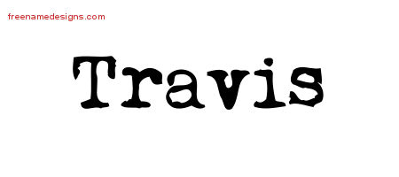 Travis Vintage Writer Name Tattoo Designs