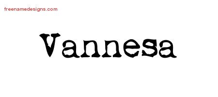 Vannesa Vintage Writer Name Tattoo Designs