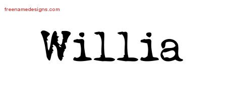 Willia Vintage Writer Name Tattoo Designs