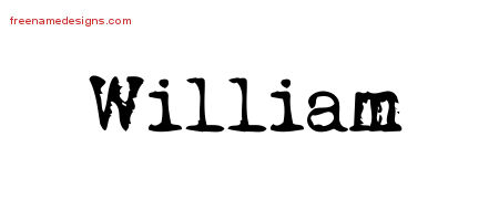 William Vintage Writer Name Tattoo Designs
