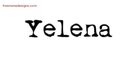 Yelena Vintage Writer Name Tattoo Designs