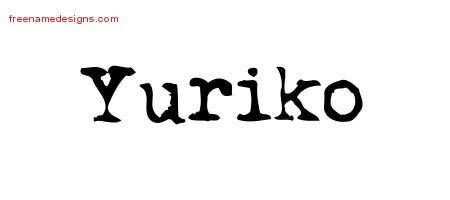 Yuriko Vintage Writer Name Tattoo Designs