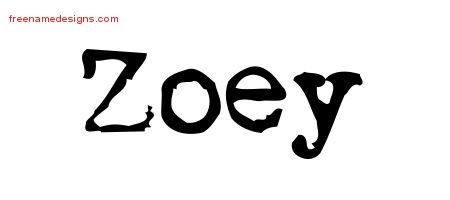 Zoey Vintage Writer Name Tattoo Designs
