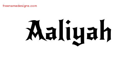 Gothic Name Tattoo Designs Aaliyah Free Graphic