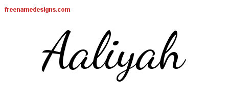 Lively Script Name Tattoo Designs Aaliyah Free Printout