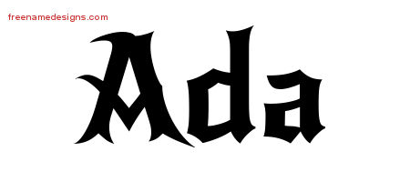 Gothic Name Tattoo Designs Ada Free Graphic