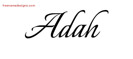 Calligraphic Name Tattoo Designs Adah Download Free