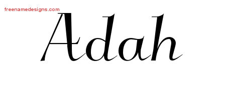 Elegant Name Tattoo Designs Adah Free Graphic