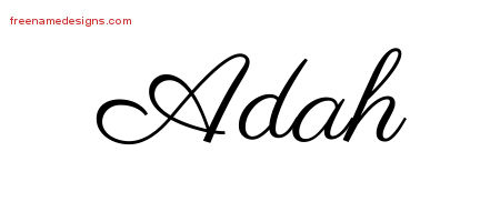 Classic Name Tattoo Designs Adah Graphic Download