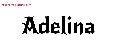 Gothic Name Tattoo Designs Adelina Free Graphic