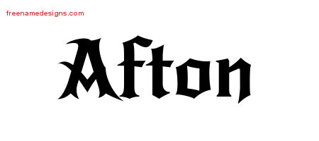 Gothic Name Tattoo Designs Afton Free Graphic