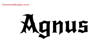 Gothic Name Tattoo Designs Agnus Free Graphic