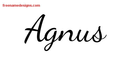 Lively Script Name Tattoo Designs Agnus Free Printout