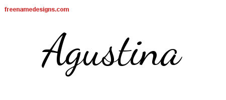 Lively Script Name Tattoo Designs Agustina Free Printout