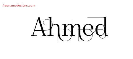 Decorated Name Tattoo Designs Ahmed Free Lettering