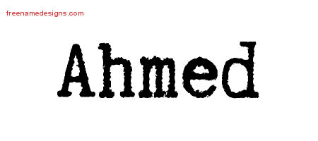Typewriter Name Tattoo Designs Ahmed Free Printout