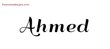 Art Deco Name Tattoo Designs Ahmed Graphic Download