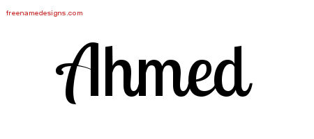 Handwritten Name Tattoo Designs Ahmed Free Printout