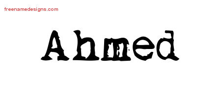 Vintage Writer Name Tattoo Designs Ahmed Free