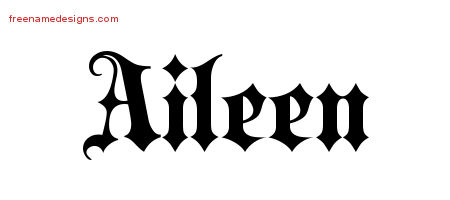 Old English Name Tattoo Designs Aileen Free