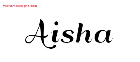 Art Deco Name Tattoo Designs Aisha Printable