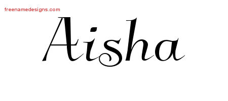 Elegant Name Tattoo Designs Aisha Free Graphic