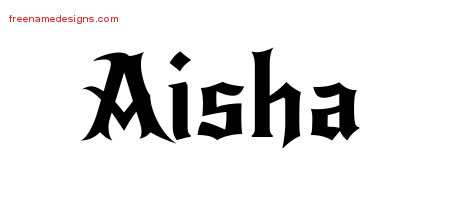 Gothic Name Tattoo Designs Aisha Free Graphic