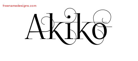 Decorated Name Tattoo Designs Akiko Free