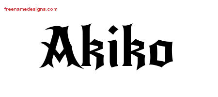 Gothic Name Tattoo Designs Akiko Free Graphic
