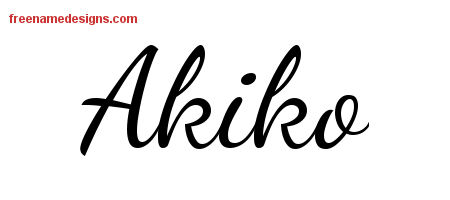 Lively Script Name Tattoo Designs Akiko Free Printout
