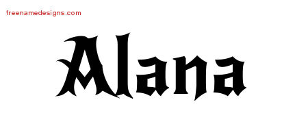 Gothic Name Tattoo Designs Alana Free Graphic