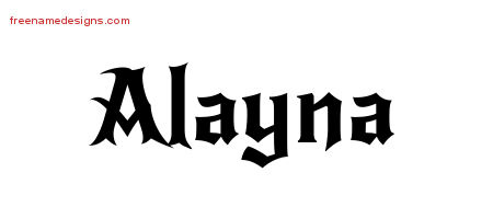 Gothic Name Tattoo Designs Alayna Free Graphic