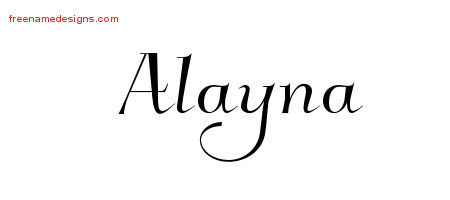Elegant Name Tattoo Designs Alayna Free Graphic