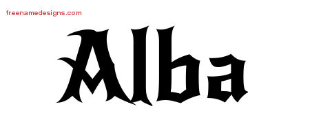 Gothic Name Tattoo Designs Alba Free Graphic