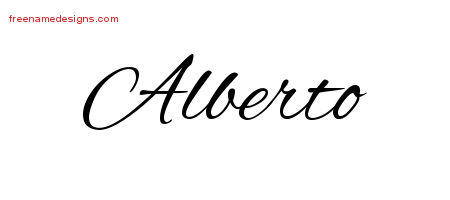 Cursive Name Tattoo Designs Alberto Free Graphic