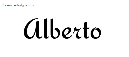 Calligraphic Stylish Name Tattoo Designs Alberto Free Graphic