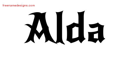Gothic Name Tattoo Designs Alda Free Graphic