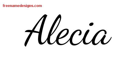 Lively Script Name Tattoo Designs Alecia Free Printout