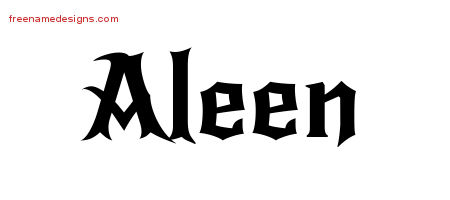 Gothic Name Tattoo Designs Aleen Free Graphic